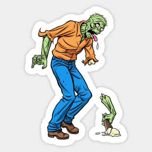 Sad Zombie and Ice Cream Cone Sticker